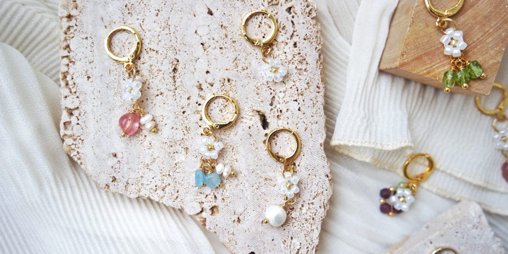 crystal pearls handmade earrings